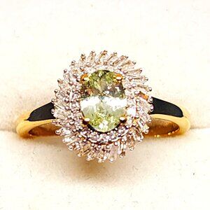 AAA Brazilian Mint Garnet & Diamond Halo Ring in 18K YG over 925 SS sz 9 1.15ct